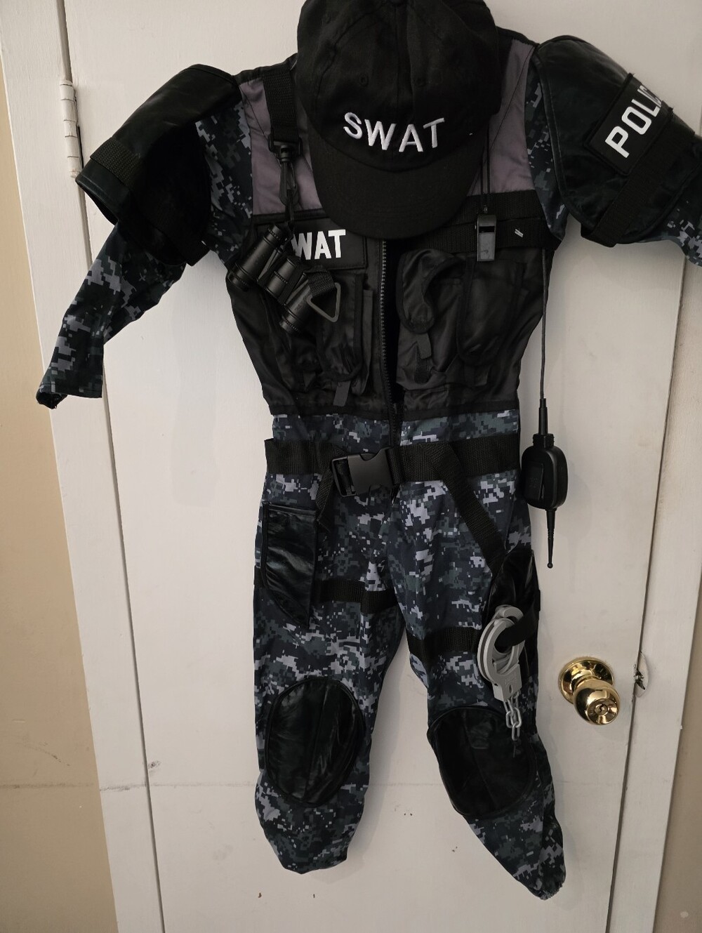 Kids SWAT Police Costume in Digital Camo Navy Size 5-6
